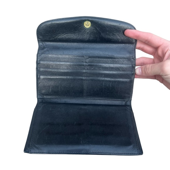 Vintage Coach Water Buffalo Combination Wallet Checkbook Black Leather 4859 Used - Picture 8 of 13